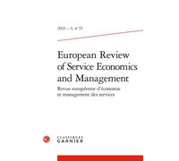 European Review of Service Economics and Management 2023 - Faiz Gallouj - Classiques Garnier - broché - Revue
