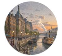 European Sarbrets 1000 Pièces Puzzle Rond Classiques Paysage Jeu D'Intelligence Cadeau Unique pour Adultes Et Enfants 1000pcs (67.5x67.5cm)