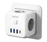European specification plug 3AC 3U1C LENCENT-Prolongateur de prise murale avec 3 prises AC, 3 ports USB, 1 type C, 7 en 1, prise UE, chargeur, interrupteur marche/arrêt pour la maison ""Nipseyteko