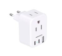 European Travel Plug Adapter USB C, International Plug Adapter, US to Europe Plug Adapter with 2 Outlets 3 USB Ports(2 USB C), Type C Power Adapter to Italy Spain France Portugal Iceland Germany