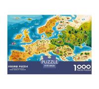 European Voiturete Puzzles Jeu De Puzzle Activités Familiales Stimulantes 1000 Pieces Geographic Type Puzzles Classiques Qualité Premium pour Adultes 38x26cm/1000pcs