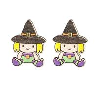 Européen Américain en Bois Exagéré Chauve-souris Chapeau de sorcière Boucles d'oreilles Mode Pour Créatif Mignon Dessin animé Femme Halloween Café, taille unique, comme décrit