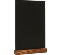 EUROPEL Présentoir de table style ardoise A4 vertical, pied en bois de pin finition bois naturel, pour marqueur à base d'eau, présentation recto-verso, pour restaurant, hôtel, conférence, festivals