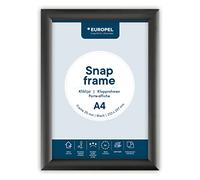 Europel Cadre Clic-Clac A4 Aluminium Anodisé, Profil 25mm, Coins 45°, Noir