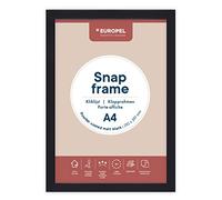 EUROPEL Cadre Clic-Clac A4 Noir - Porte-Affiche Mural Aluminium Anodisé, Profil Plat 25mm, Protection Anti-Reflet, Kit de Fixation Inclus Portrait & Paysage