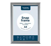 EUROPEL Cadre clipsable A4 aluminium couleur argent, profil 25x11 mm, dimensions 210x297mm, porte-affiche, hôtel, bureau, restaurant, menus, réclame, message