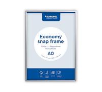 Europel Cadre clipsable Economy, A0, couleur argent, Profil 25x11mm, pour affiche de 84,1x118,8 cm, en aluminium anodisé, film anti-reflet, affichage de publicités, hôtel, bureau, restaurant, menus