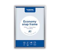 Europel Cadre clipsable Economy, A1, couleur argent, Profil 25x11mm, pour affiche de 59,4x84,1 cm, en aluminium anodisé, film anti-reflet, affichage de publicités, hôtel, bureau, restaurant, menus
