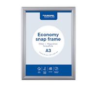 Europel Cadre clipsable Economy, A3, couleur argent, Profil 25x11mm, pour affiche de 29,7x42 cm, en aluminium anodisé, film anti-reflet, affichage de publicités, hôtel, bureau, restaurant, menus