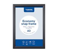 Europel Cadre clipsable Economy, A3, couleur noire, Profil 25x11mm, pour affiche de 29,7x42 cm, en aluminium anodisé, film anti-reflet, affichage de publicités, hôtel, bureau, restaurant, menus