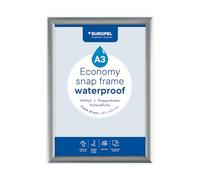 Europel Cadre clipsable Economy, A3, étanche, couleur argent, Profil 25x11mm, pour affiche de 29,7x42 cm, en aluminium anodisé, film anti-reflet, affichage de publicités, hôtel, bureau, restaurant,