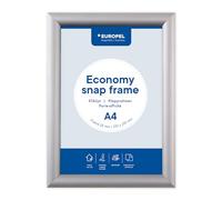 Europel Cadre clipsable Economy A4 aluminium couleur argent, profil 25x11 mm, dimensions 241x328 mm, pour affiche de 21x29,7 cm, porte-affiche, hôtel, bureau, restaurant, menus, réclame, message