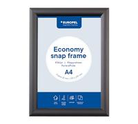 Europel Cadre clipsable Economy A4 aluminium couleur noire, profil 25x11 mm, dimensions 241x328 mm, pour affiche de 21x29,7 cm, porte-affiche, hôtel, bureau, restaurant, menus, réclame, message