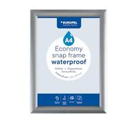 Europel Cadre clipsable Economy A4 étanche aluminium couleur argent, profil 25x11 mm, dimensions 241x328 mm, pour affiche de 21x29,7 cm, porte-affiche, hôtel, bureau, restaurant, menus, réclame,