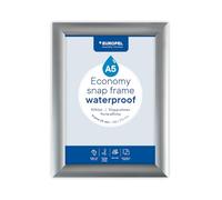 Europel Cadre clipsable Economy A5, étanche, couleur argent, Aluminium anodisé et film anti-reflets, Profil 25x11 mm, Cadre d'affichage pour posters de 14,8x21 cm, publicité, annonces, hôtel,