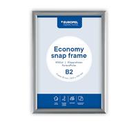 Europel Cadre clipsable Economy, B2, couleur argent, Profil 25x11mm, en aluminium anodisé, film anti-reflet, posters et publicités, hôtel, bureau, restaurant, menus, Pour affiche de 50x70,7 cm