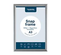 EUROPEL Cadre Clipsable Mural A3, Profil 25 mm, Argent, Aluminium anodisé et couche anti-éblouissement, pour Affichage de Posters et Publicités, Annonces, Menus