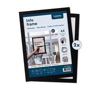 EUROPEL Cadre d'affichage autocollant magnétique en PVC, A4 noir, set 2 pièces, adhésif repositionnable, visible recto-verso, portrait ou paysage, dimension hors-tout 325x238mm