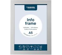 Europel Cadre d'affichage autocollant magnétique en PVC, A5 argent, set 2 pièces, adhésif repositionnable, visible recto-verso, portrait ou paysage, dimension hors-tout 238x176mm