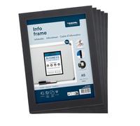 Europel Cadre d'information magnétique A5 noir, lot de 5 pièces, cadre magnétique pour documents, porte-documents magnétique pour tableau blanc et surfaces métalliques, changement rapide de documents