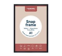 EUROPEL Cadre Porte Affiche clic-clac léger A1, Finition Noire Mate et poudrée, Profil 25x11 mm, Aluminium anodisé et Protecteur Anti-reflet, Dimensions extérieures 625x872 mm, Dos polystyrène Gris