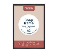 Europel Cadre Porte affiche clic-clac léger A2, finition noire mate et poudrée, 25x11 mm, Aluminium anodisé et protecteur anti-reflet, Dimensions ext. 451x625 mm, Dos polystyrène gris