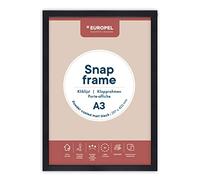 EUROPEL Cadre Porte affiche clic-clac léger A3, finition noire mate et poudrée, Profil 25x11 mm, Aluminium anodisé et protecteur anti-reflet, Dimensions extérieures 328x451 mm, Dos polystyrène gris