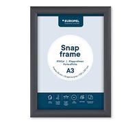 EUROPEL Cadre porte-affiche clipsable A3, profil 25x11 mm, couleur gris graphite, aluminium anodisé et protecteur anti-reflet, dimensions 328x451 mm, dos polystyrène gris
