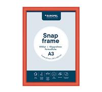 EUROPEL Cadre porte-affiche clipsable A3, profil 25x11 mm, couleur rouge, aluminium anodisé et protecteur anti-reflet, dimensions 328x451 mm, dos polystyrène gris