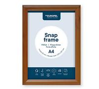 Europel Cadre porte-affiche clipsable A4, profil 25x11 mm, couleur aspect bois, aluminium anodisé et protecteur anti-reflet, dimensions 241x328 mm, dos polystyrène gris