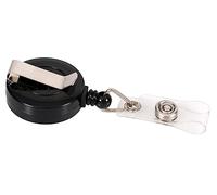 EUROPEL Enrouleur de Badge avec Clip à Sangle, Cordon de 80 cm, avec Bouton-poussoir, Noir (Pack de 10) | Pour Badges Nominatifs, Porte-passe, Écoles, Bureaux, Conférences | 121281