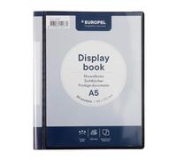 Europel Livre d’affichage de vue avant (20 pochettes transparentes) | Portfolio A5 et dossier de projet pour les réunions et conférences | Pochette transparente en polypropylène | Noir