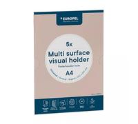EUROPEL Lot de 5 porte-documents autocollants A4 - Transparent - Sans perçage - Pour bureau, école, magasin, restauration