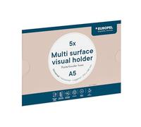EUROPEL Lot de 5 porte-documents autocollants A5 paysage - Sans perçage - Pour bureau, école, magasin, restauration - Transparent