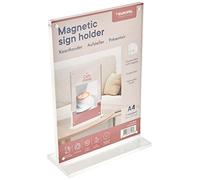 EUROPEL Luxe Présentoir de table magnétique, base T, format A4 Portrait, Acrylique, menu, carte de prix, pour restaurants, hôtels, conférence et réception - Autoportant et présentation double face