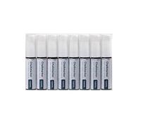 Europel Marqueur craie, à encre liquide, pointe de 15 mm, pour surfaces non poreuses - Lot de 8 feutres blancs effaçables à sec ou humide pour tableaux noirs, ardoise, panneaux, fenêtres
