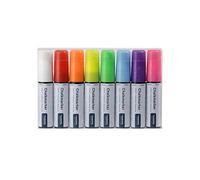 Europel Marqueur craie, à encre liquide, pointe de 15 mm, pour surfaces non poreuses - Lot de 8 feutres multicouleurs effaçables à sec ou humide pour tableaux noirs, ardoise, panneaux, fenêtres