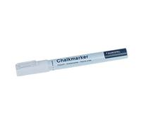 Europel Marqueur craie, à encre liquide, pointe de 3 mm, pour surfaces non poreuses - 1 feutre blanc sous carte blister effaçable à sec ou humide pour tableaux noirs, ardoise, panneaux, fenêtres