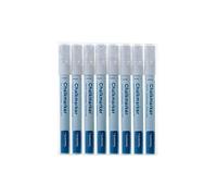 Europel Marqueur craie, à encre liquide, pointe de 3 mm, pour surfaces non poreuses, Lot de 8 feutres blancs effaçables à sec ou humide pour tableaux noirs, ardoise, panneaux, fenêtres