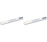 Europel Marqueur Craie Blanc 6 mm Pointe Réversible Ronde & Biseautée, Feutre Craie Liquide Effaçable pour Ardoise Verre Vitrine - Qualité Professionnelle Hôtellerie & Commerce (Lot de 2)