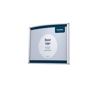 EUROPEL Plaque de porte alu simple et élégante galbée 15X12cm. A visser ou coller sens hauteur ou largeur, protecteur anti-reflet, couleur argent, matériel de montage inclus (vis et ruban adhésif)