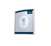 EUROPEL Plaque de porte alu simple et élégante galbée 15X15cm. A visser ou coller sens hauteur ou largeur, protecteur anti-reflet, couleur argent, matériel de montage inclus (vis et ruban adhésif)