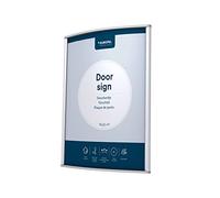 EUROPEL Plaque de porte alu simple et élégante galbée 15X20cm. A visser ou coller sens hauteur ou largeur, protecteur anti-reflet, couleur argent, matériel de montage inclus (vis et ruban adhésif)