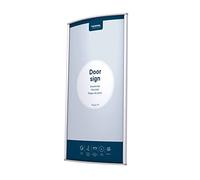 EUROPEL Plaque de porte alu simple et élégante galbée 15X30cm. A visser ou coller sens hauteur ou largeur, protecteur anti-reflet, couleur argent, matériel de montage inclus (vis et ruban adhésif)