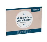 EUROPEL Porte Affiche A4 Horizontal Autocollant, lot de 5, porte-documents transparent A4 paysage, support mural sans perçage pour bureau, école, commerce et restauration.