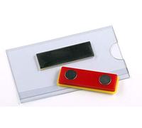 EUROPEL Porte-badges Magnétiques avec Aimant & Feuilles d’Insertion de Cartes Blanches (Pack de 24) | Porte-badge Horizontal pour École, Collèges & Événements d’Entreprise, Blanc | 75 x 40 mm, 121267