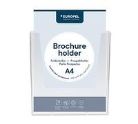 EUROPEL Porte-brochure A4, Acrylique transparent, Fixation Murale, Présentoir, Distributeur, Prospectus, Dépliant, Menu, Bureau, Restaurant, Hôtel, Café