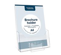 EUROPEL Porte-brochures et dépliants avec compartiment pour cartes de visite pour la littérature au format A4, construction en acrylique transparent, affichage et distributeur de brochures, de dépliants et de menus, portrait