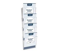EUROPEL Porte-brochure mural Multicases, pour Prospectus 1/3 A4, 4 Compartiments à accrocher au mur, individuel à Relier et à Agrandir, Polystyrène transparent