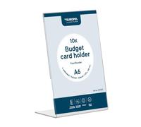 EUROPEL Porte-cartes A6 en forme L, Présentoir transparent en acrylique pour table, comptoir et réception, Présentation recto verso d’informations, flyers et étiquettes de prix, Lot de 10